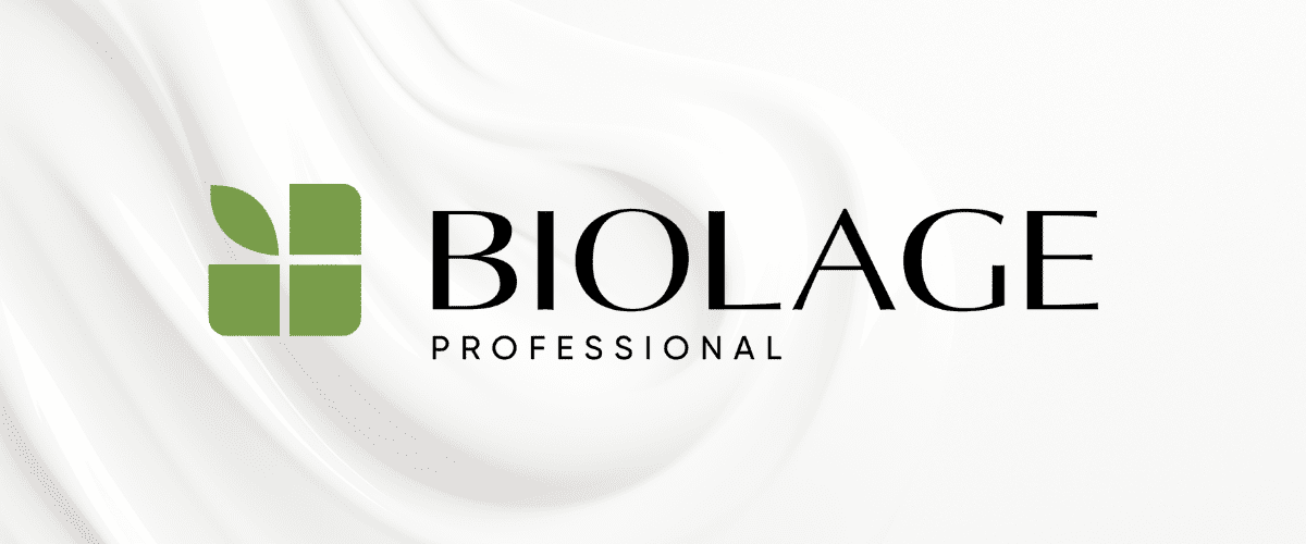 Biolage Professional logo with a flowing white background design.